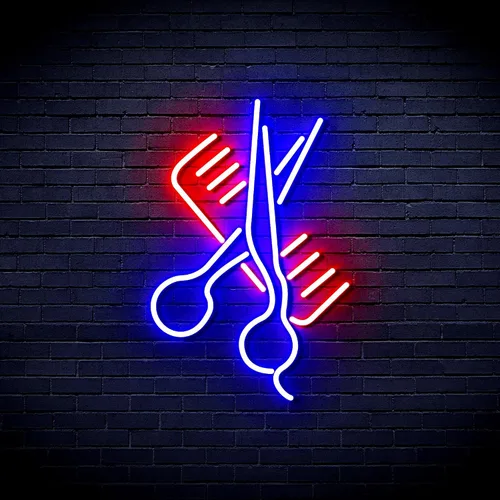 Vista 21 de AdvPro Comb & Scissors Flex Silicone LED Neon Sign - Azul - st16s32-fnu0363-b