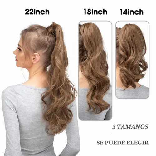 Vista 4 de CJL HAIR 14" Extensión de cola de caballo corta con cabello rizado y ondulado, clip en la cola de caballo, extensión de pelo sintético falso