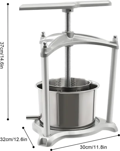 Vista 4 de Prensa manual de vino de frutas de acero inoxidable, máquina manual de jugo de 3 litros/0.8 galones, tintura de sidra, manzana, uva, verduras, miel