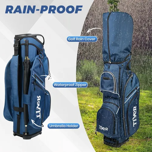 Vista 4 de TIVOR 2026 Golf Cart Bag - 14-Way Full-Length Dividers, 9 Pockets, Easy-Access Handle & Ergonomic Straps Perfect for Cart & Walking, Includes Rain