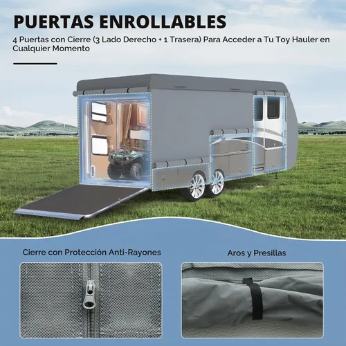 Vista 4 de VINPATIO - Cubierta resistente para cámpers/caravanas/remolques/toy hauler de 20 a 22 pies, de 7 capas, con protección para gato de lengüeta