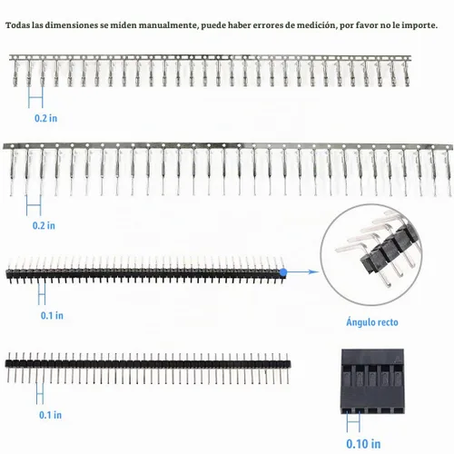 Vista 3 de Carcasa de enchufe Dupont enchufe macho/hembra 40 clavijas cabezas de pasador de 2,54 mm y juego de variedad de 10 cables y alambres IDC, cable