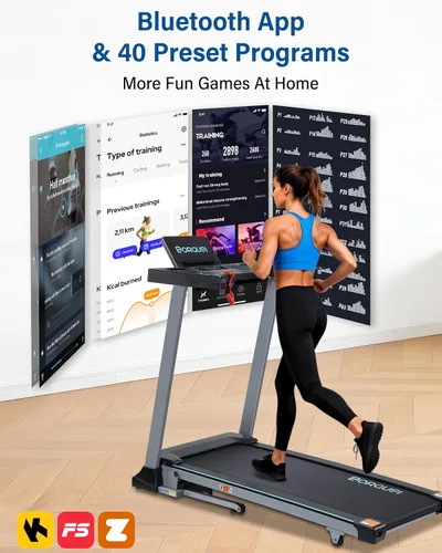 Vista 4 de BORGUSI Cinta de correr inteligente de 47.3" con inclinación automática y aplicación Bluetooth, caminadora de 3.5 HP para el hogar, capacidad