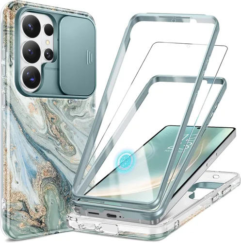 Vista 17 de GVIEWIN para Samsung Galaxy S23 Ultra Funda con cubierta deslizante para cámara, [Protector de pantalla incorporado] [2 Marcos frontales] Funda