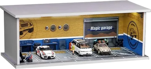 Vista 12 de Vitrina para rueda caliente con luz LED, apilable, mega almacenamiento de garaje para caja de cerillas 1:64 y coches fundidos a presión, diorama