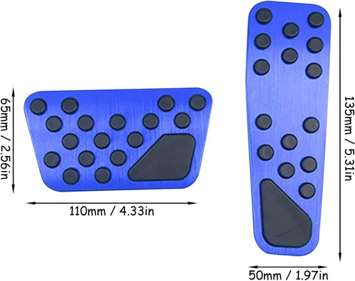 Vista 3 de sportuli Kit de cubiertas antideslizantes de aluminio para freno y pedal de acelerador sin taladrar para Dodge Challenger Charger Chrysler 300 Azul