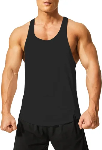 Vista 3 de DEMOZU Camiseta sin mangas para hombre con espalda en Y para culturismo, entrenamiento muscular, atletismo, correr, playa, gimnasio, paquete de 1