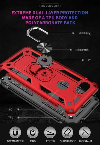 Vista 3 de Funda para Google Pixel 3A con [2 unidades] Protector de pantalla de vidrio templado, para Google Pixel 3A Heavy Duty Armor [Grado Militar], funda