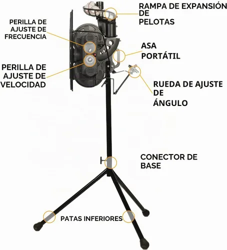 Vista 5 de Furlihong 636BH - Máquina de lanzamiento de béisbol de doble rueda mejorada, ángulo, velocidad e intervalo ajustables, 40-68 MPH, ideal