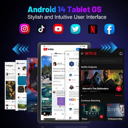 Vista 14 de Tablet Android 14 de 11 pulgadas, 18 GB de RAM 128 GB ROM 1 TB Expand, CPU Octa-Core 2.0GHz, WiFi 5G, pantalla 2K, cámara de 13MP+5MP+5MP, batería