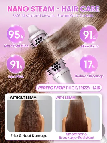 Vista 5 de SHEGLAM Steam Thermal Brush, 1.5" Round Brush for Blowout Look, Dry & Steam