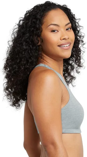 Vista 3 de Hanes Women's Cotton Racerback Bralette Pack, Breathable Low Impact Sports Bra, 3-Pack