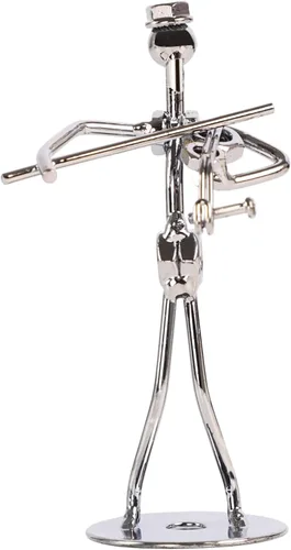 Vista 11 de Pequeña escultura de hierro, músico de metal, decoración de figuras de arte, regalo de estatua de hombre musical, exhibición para escritorio
