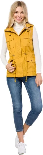 Vista 4 de Chaleco utilitario de algodón Anorak sin mangas con capucha para mujer