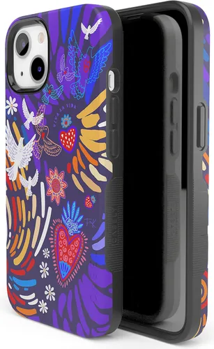 Vista 2 de Carcasa Casely iPhone 14 Viva la Vida Collage de Frida Kahlo Compatible con MagSafe Diseño protector audaz