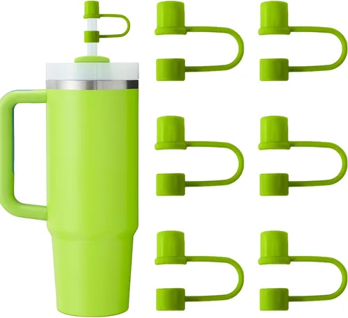 Vista 15 de 6 piezas de cubiertas de pajita de silicona con tapa compatible con vaso Stanley de 30-40 oz con mango, tapa de 10 mm, cubiertas de pajita a prueba