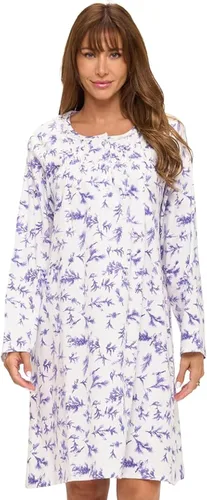 Vista 19 de Casual Nights Camisón de franela con flores de manga larga para mujer Azul