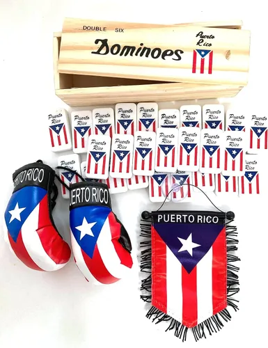 Vista 5 de PRK 14 Puerto Rico Double Six Dominoes Regalos Accesorios de Puerto Rico Boricua Accesorios