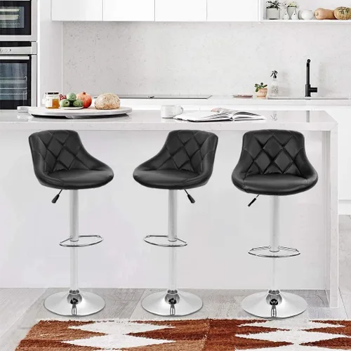 Vista 2 de TTY Store Juego de 2 taburetes de bar de piel sintética, modernos taburetes de bar giratorios de altura ajustable, sillas de bar con respaldo