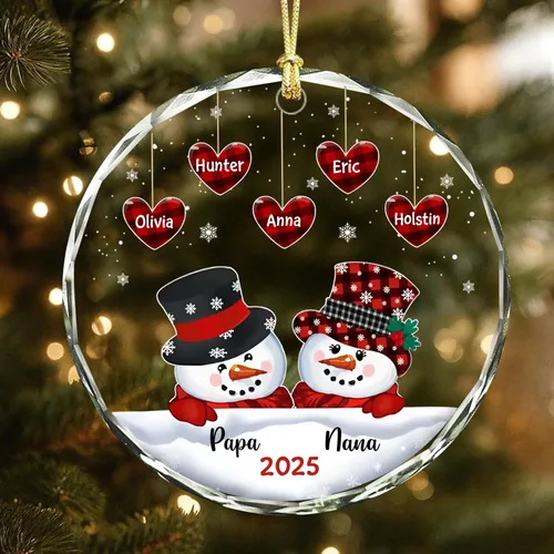 Vista 8 de DILYPOD Adorno Personalizado de Muñeco de Nieve de Abuela, Adorno Personalizado de Nana o Mimi con Nombres de Nietos, Regalos de Navidad