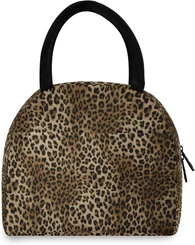 Vista 2 de Bolsa de almuerzo vintage con estampado de leopardo y piel de animal, hielera, aislada, portátil, con cremallera, para hombres, mujeres, niños