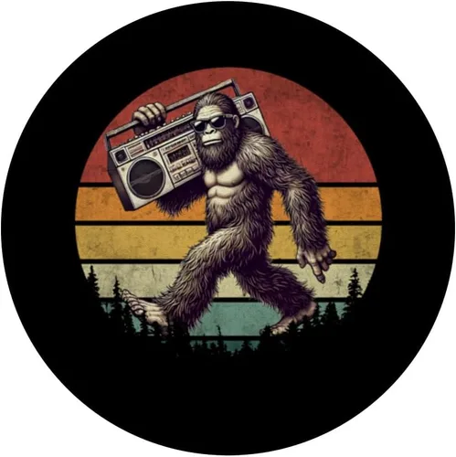 Vista 3 de Funny Retro Bigfoot Boombox 80s Hip Hop Sasquatch Vintage PopSockets Adhesive PopGrip