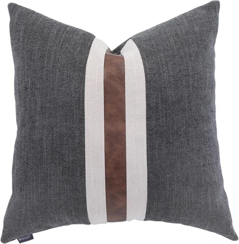 Vista 12 de Fundas de almohada decorativas de granja para exteriores para sofá, cama, funda de almohada de piel sintética marrón, funda de almohada de Beige