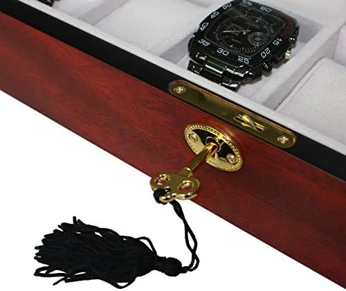 Vista 5 de 4 Less Co 24 RELOJES DE MADERA EXPOSITOR DE JOYERÍA CAJA DE ALMACENAMIENTO COLECTOR REGALO - ACABADO CEREZO 1087-24C