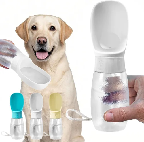 Vista 9 de Kalimdor Botella de agua para perros, dispensador de agua portátil de 12 onzas a prueba de fugas para cachorros con alimentador para mascotas
