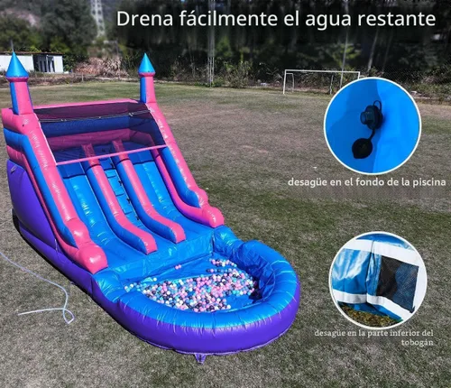 Vista 5 de Tobogán acuático de grado comercial de 21 pies de largo para niños y adultos, (doble tobogán) (PVC completo resistente)
