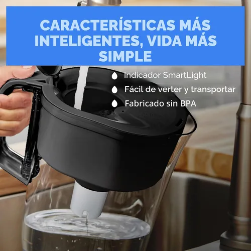 Vista 4 de Brita Jarra de filtro de agua de todo el día, blanco, grande, 10 taza, 1 cuenta