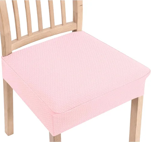 Vista 13 de Smiry Juego de 2 fundas de asiento elásticas de jacquard para sillas de comedor, extraíbles y lavables, sin fundas traseras, color azul aireado