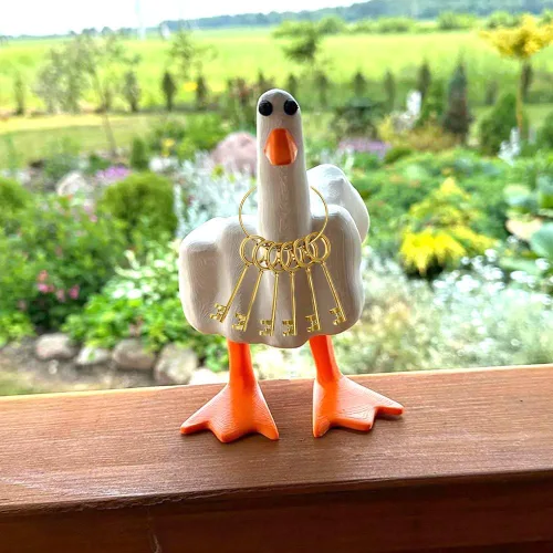 Vista 7 de Figura de pato de dedo medio, divertida estatua de dedo medio, decoración del hogar, oficina, escritorio, adornos de pato, regalos novedosos extraños