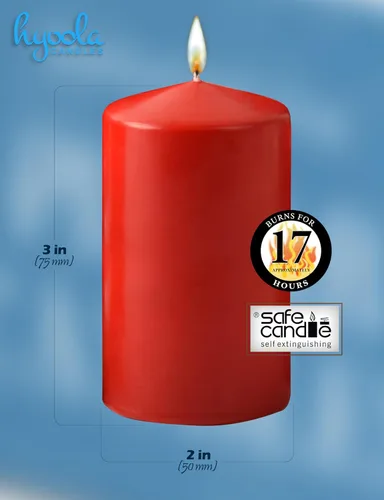 Vista 3 de HYOOLA Velas de pilar rojo de 2 x 3 pulgadas, paquete de 12 velas de pilar a granel sin perfume, hechas en Europa