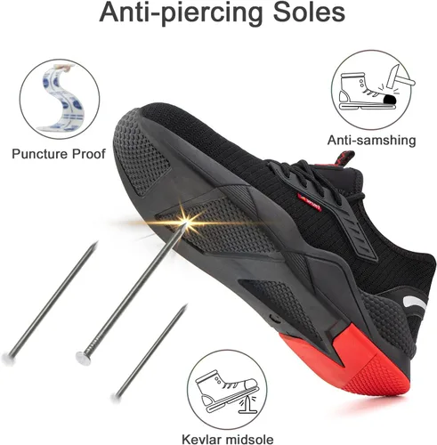 Vista 3 de Hitmars Steel Toe Shoes Mens Womens Safety Shoes Steel Toe Cap Safety Trainers Non Slip Lightweight Work Boots Mesh Breathable Industrial Sneakers