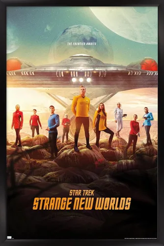 Vista 8 de Star Trek: Strange New Worlds - Póster de pared de arte clave, 22.4 pulgadas de largo x 14.7 pulgadas de ancho, versión enmarcada de madera