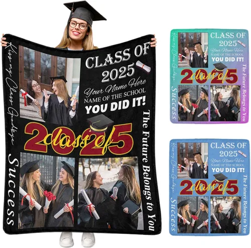 Vista 14 de Manta personalizada de graduación 2025, manta personalizada para regalo de graduación con nombre de la universidad, manta de felicitación