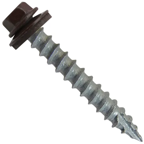 Vista 15 de Tornillos para techos de metal #14 (750) Tornillos x 1-1/2 "ABC Gris Arandela hexagonal Tornillo de techo de chapa metálica para techo.