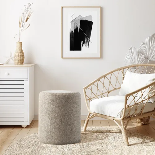Vista 9 de Get Set Style Otomana Redonda Moderna con Asiento Acolchado Suave, Taburete de Tocador Multifuncional para Maquillaje, Reposapiés Tapizado Taburete