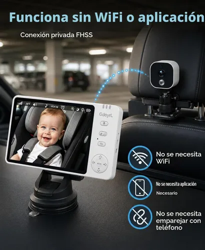 Vista 3 de Cámara inalámbrica para coche de bebé para asiento trasero 5 Blanco a
