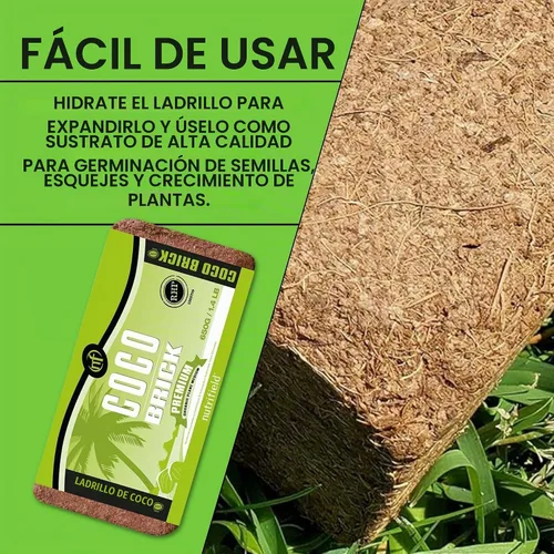 Vista 2 de Bloque Comprimido de Fibra de Coco Orgánico de Coco Coir 650 Gramos de Fibra de Coco Bloque Comprimido de Bajo EC Preamortiguado con Calcio RHP