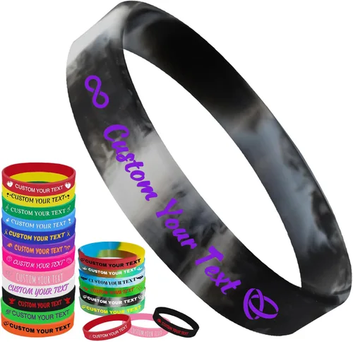 Vista 9 de Pulseras de silicona personalizadas Pulseras de goma de aduana a granel para eventos con texto de logotipo, pulseras personalizadas, regalos