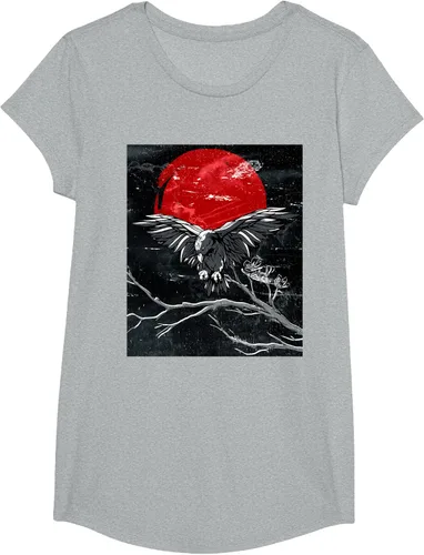 Vista 51 de Red Moon Raven - Camiseta japonesa de cuervo negro, Negro, S