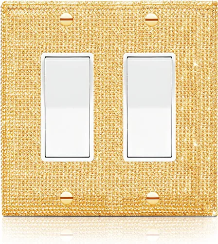 Vista 9 de 4 piezas de placa de pared rosa plateado brillante cubierta decorativa interruptor de luz cubierta de interruptor de palanca única diamantes