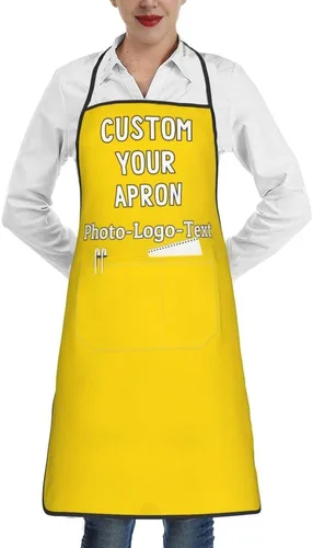 Vista 16 de Delantales personalizados para adultos, delantal personalizado con logotipo de foto, delantal impermeable con 2 bolsillos
