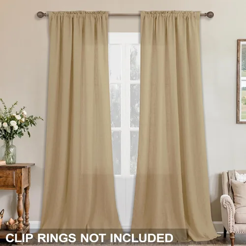 Vista 59 de KOUFALL Juego de 2 cortinas de puerta francesa, cortinas de lino para puerta/ventana, cortina transparente boho para cristal lateral delantero