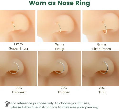 Vista 50 de Small Gold or Sterling Silver Huggie Hoop Earrings for Women Cartilage Nose Helix Tragus
