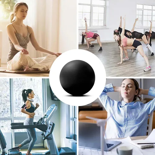 Vista 5 de Pelota de lacrosse de masaje WOVTE para músculos doloridos, hombros, cuello, espalda, pies, cuerpo, tejido profundo, punto de activación, nudos Negro