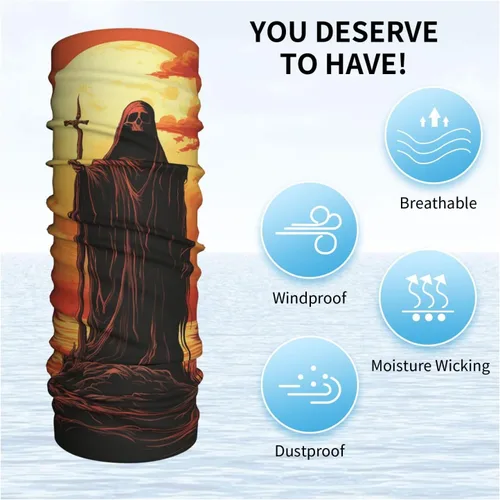 Vista 6 de grim reaper skull angel sun Death red Neck Gaiter Face Cover Balaclava Gaiter Mask for Men Women Bandana for Motorcycle Cycling Riding Skiing Party