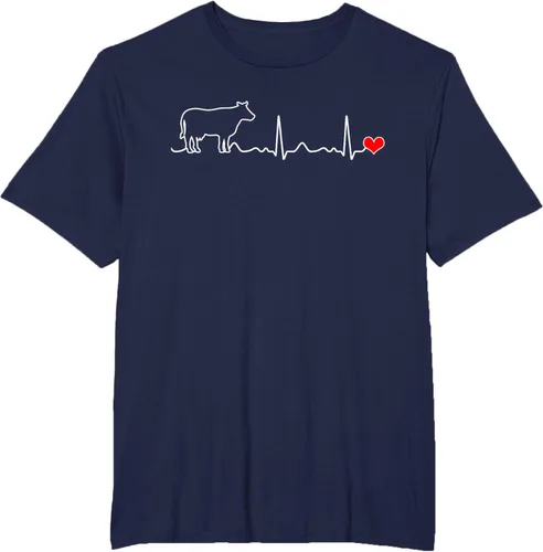 Vista 62 de Camiseta de paciente con corazón I Love My Cow Valve EKG Heartbeat Heart Pacient, Negro, S